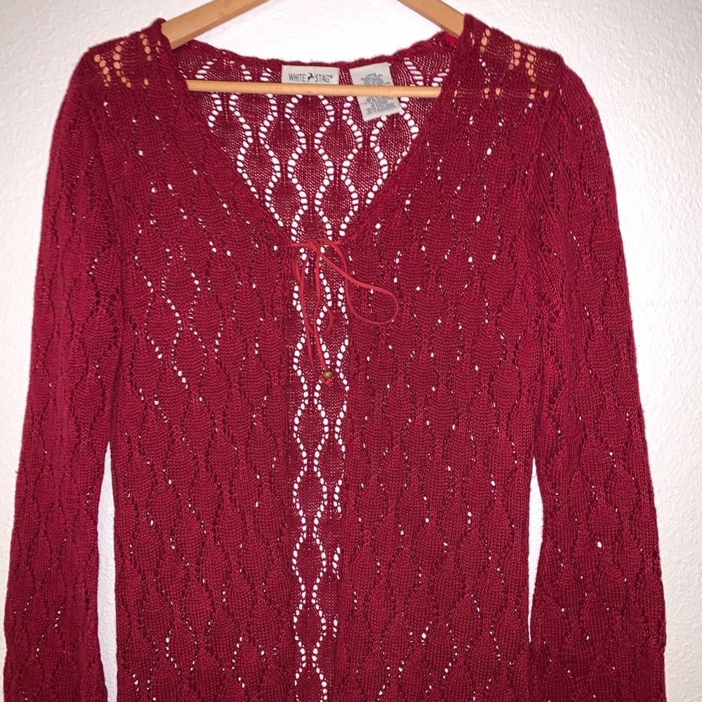 White Stag Maroon Knit Duster Cardigan - Picture 4 of 6